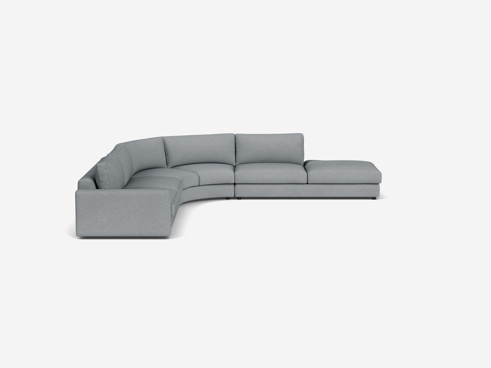 Side view of right hand facing grey sectional sofa